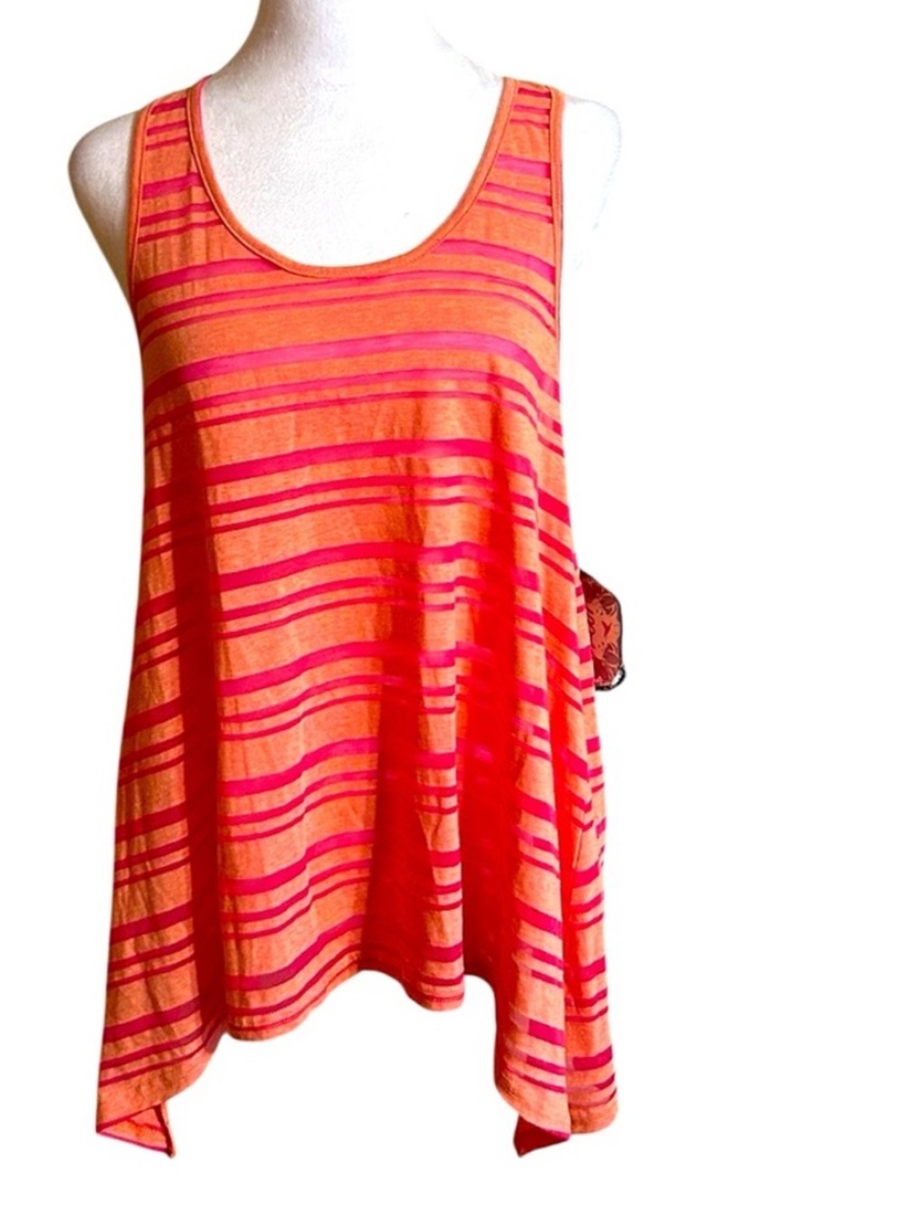 Orange & Pink Striped Racerback Tank Top